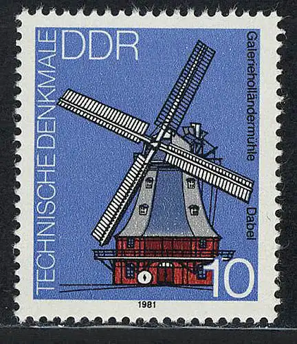 2657 Monuments techniques 10 Pf Hollandais Moulin **