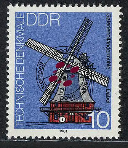 2657 Monuments techniques 10 Pf Hollandais Moulin O