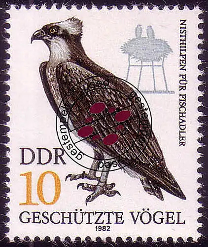 2702 Geschütze Greifvögel 10 Pf Fischadler O gestempelt