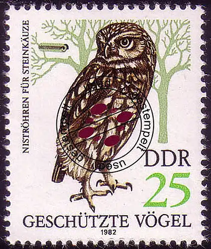 2704 Geschütze Greifvögel 25 Pf Steinkauz O gestempelt