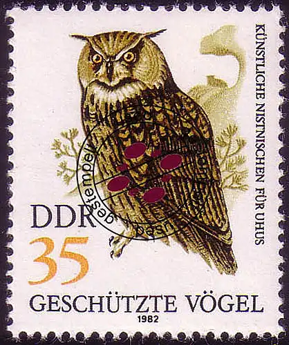 2705 Geschütze Greifvögel 35 Pf Uhu O