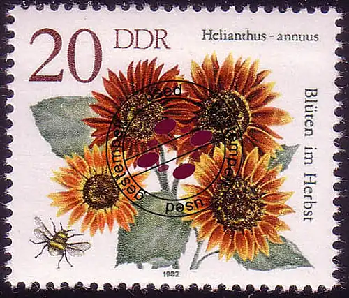2740 Herbstblumen 20 Pf Sonnenblume O
