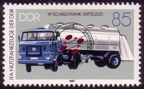 2749 Automobiltechnik 85 Pf Milchtank-Sattelzug, gestempelt O