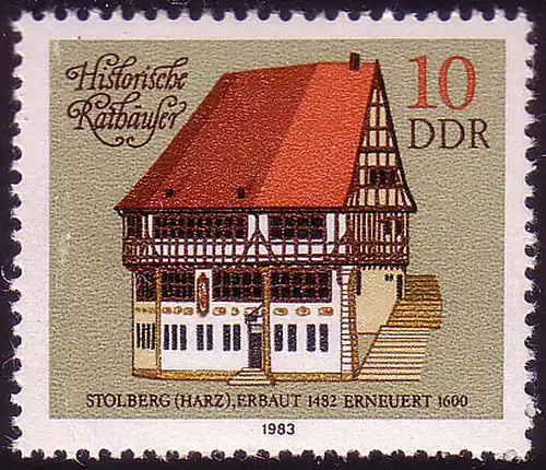 2775 Hôtels de ville historiques 10 Pf 1983 Stolberg **