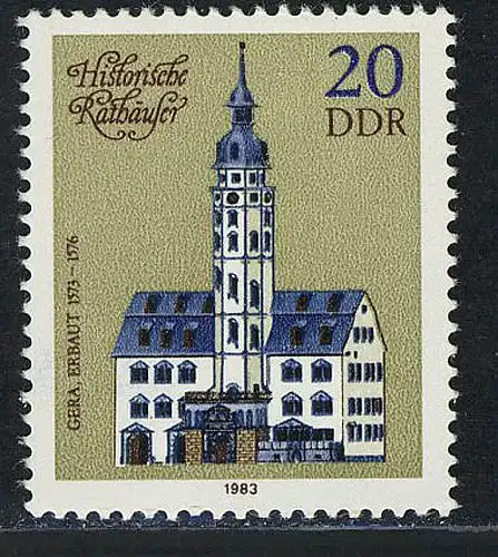 2776 Historische Rathäuser 20 Pf 1983 Gera **
