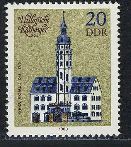 2776 Hôtels de ville historiques 20 Pf 1983 Gera **