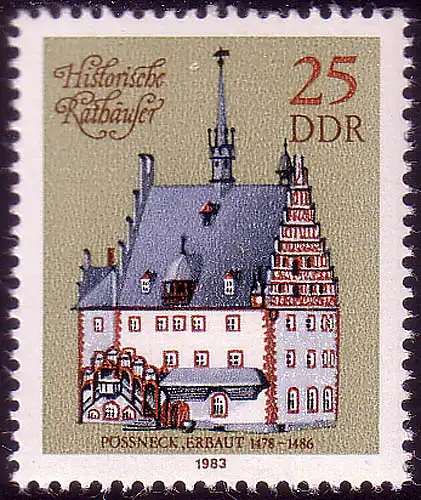2777 Historische Rathäuser 25 Pf 1983 Pößneck **