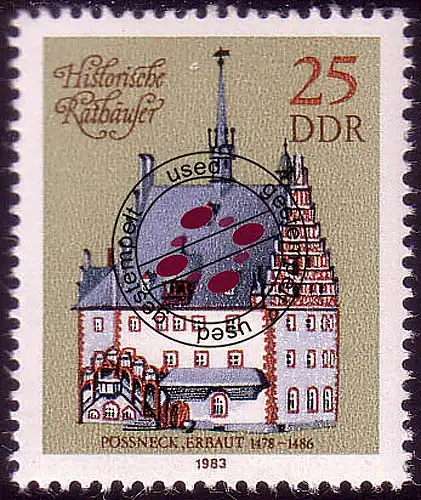 2777 Hôtels de ville historiques 25 Pf 1983 Pößneck O