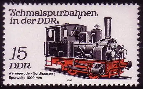 2792 Schmalspurbahnen 15 Pf 1983 Lokomotive ** postfrisch