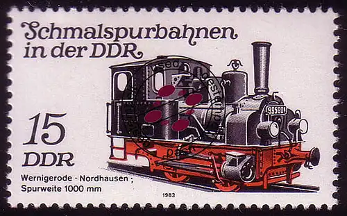 2792 voies étroite 15 Pf 1983 Locomotive O tamponné