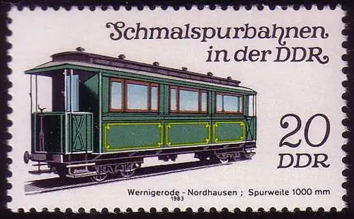 2793 Schmalspurbahnen 20 Pf 1983 Personenwagen ** postfrisch