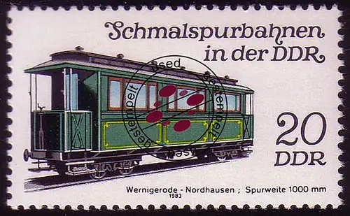 2793 Schmalspurbahnen 20 Pf 1983 Personenwagen O