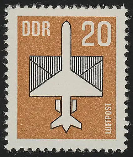 2832v timbres d'avion 20 Pf 1983, papier v, ** frais de port