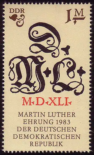 2833 Martin Luther 1 M aus Block 73 ** postfrisch