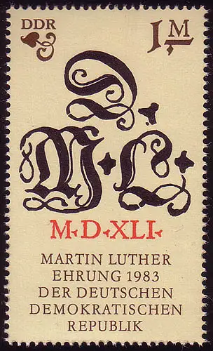 2833 Martin Luther 1 M aus Block 73 ** postfrisch