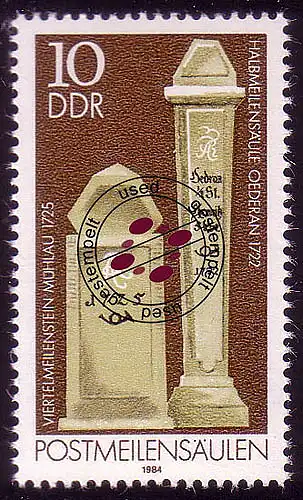2853 Postmeilensäulen 10 Pf O gestempelt
