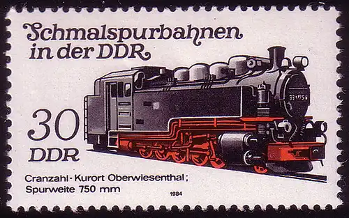 2864 Schmalspurbahnen 30 Pf Lokomotive 1984 **