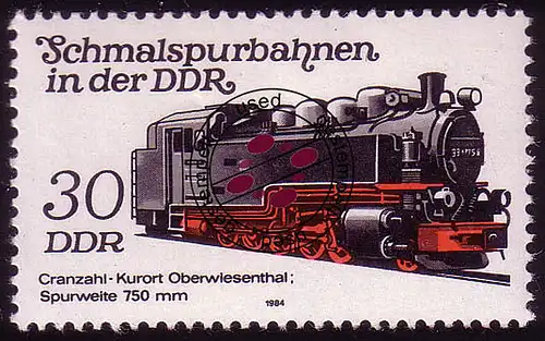 2864 Schmalspurbahnen 30 Pf Lokomotive 1984 O