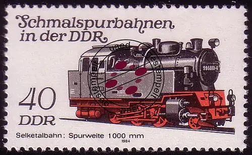 2865 Schmalspurbahnen 40 Pf Lokomotive 1984 O gestempelt