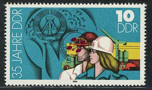2898 35 Jahre DDR 10 Pf 1984 Bauwesen O gestempelt