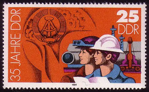 2900 35 ans RDA 25 Pf 1984 Industrie **