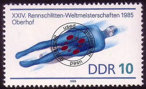 2923 Rennrodel-Weltmeisterschaften O gestempelt