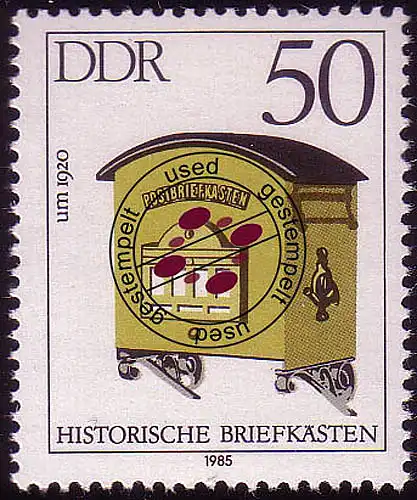 2927 Historische Briefkästen 50 Pf O gestempelt