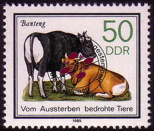 2955 Aussterben bedrohte Tiere 50 Pf 1985 Banteng O