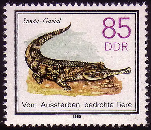 2956 Aussterben bedrohte Tiere 85 Pf 1985 Sunda-Gavial **