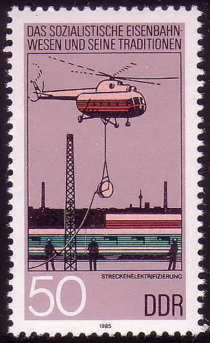 2970 Eisenbahnwesen 50 Pf Elektrifizierung, postfrisch **