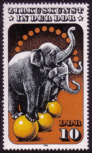 2983 Zirkuskunst 10 Pf 1985 Elefantendressur, postfrisch **