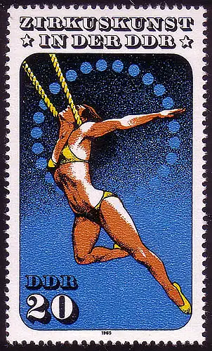 2984 Zirkuskunst 20 Pf 1985 Luftakrobatik **