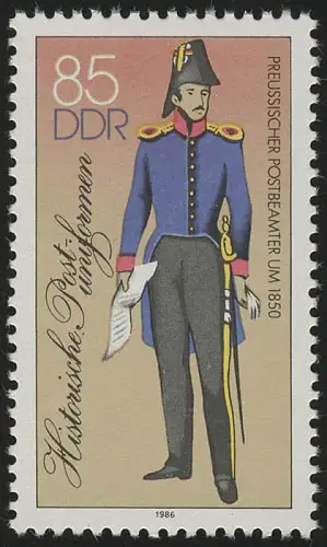 2999 I Historische Postuniformen 85 Pf, Raster-Tiefdruck RaTdr. aus Bogen, **