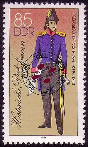 2999 II Historische Postuniformen 85 Pf, Odr., O