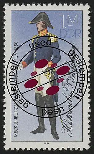 3000 I Historische Postuniformen 100 Pf, Raster-Tiefdruck RaTdr. aus Bogen, O