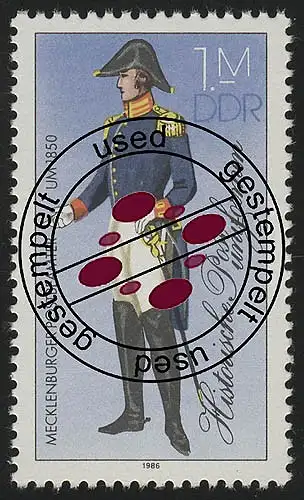 3000 II Historische Postuniformen 100 Pf, Offset-Druck Odr. aus ZD, O