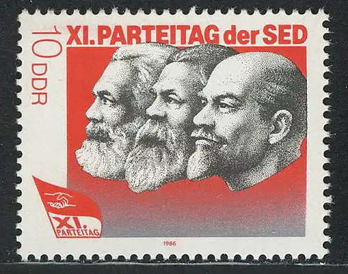 3009 SED 10 Pf 1986 Marx, Engels, Lénine **