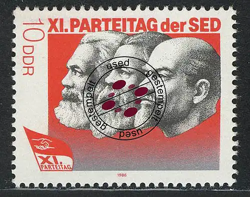 3009 SED 10 Pf 1986 Marx, Engels, Lenin O