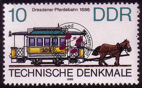 3015 Technische Denkmale 10 Pf 1986 Pferdebahn O