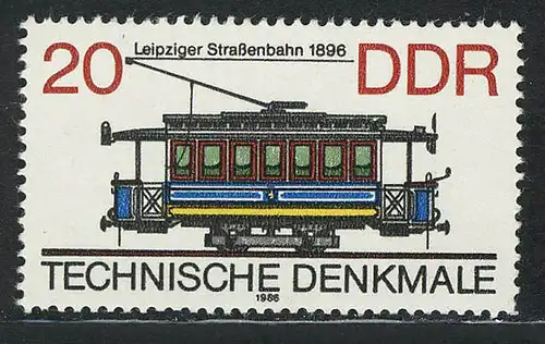 3016 Technische Denkmale 20 Pf 1986 Straßenbahn **