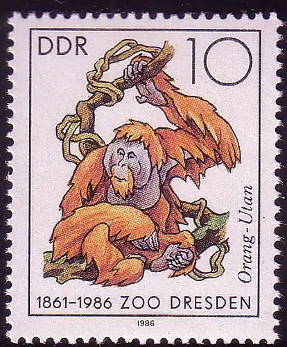 3019 Dresdner Zoo 10 Pf Sumatra-Orang-Untan **