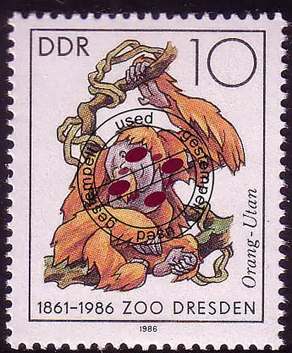 3019 Dresdner Zoo 10 Pf Sumatra-Orang-Untan O