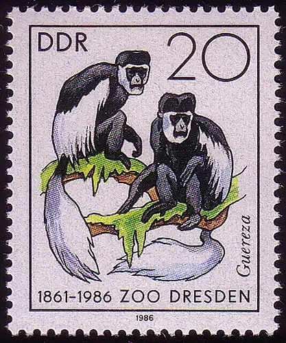 3020 Dresdner Zoo 20 Pf Kilimandscharo-Guereza **