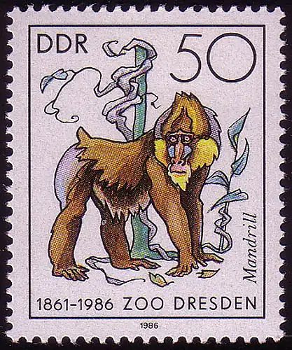 3021 Dresdner Zoo 50 Pf Mandrill **