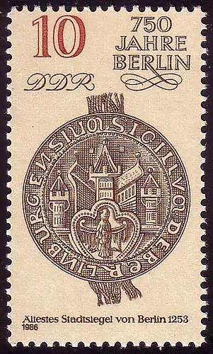 3023 Berlin 10 Pf 1986 Scellé de la ville **