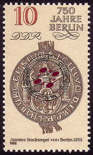 3023 Berlin 10 Pf 1986 Stadtsiegel O