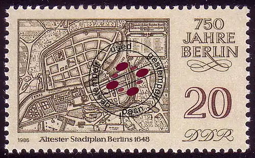 3024 Berlin 20 Pf 1986 Plan de la ville O