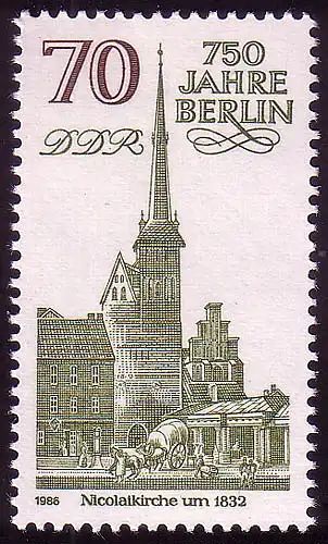 3026 Berlin 70 Pf 1986 Église de Nicolaik **