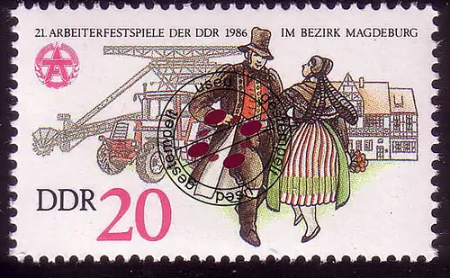 3028 Festival des travailleurs 20 Pf Paire de costumes O