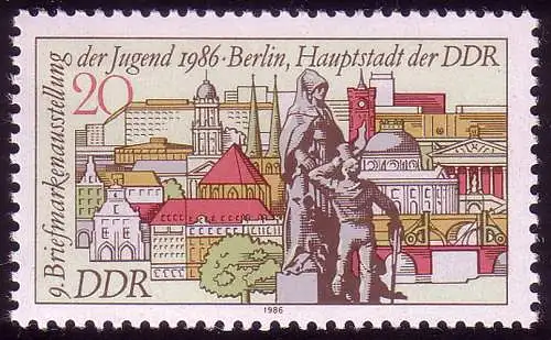 3031 Briefmarkenausstellung der Jugend 20 Pf 1986 **